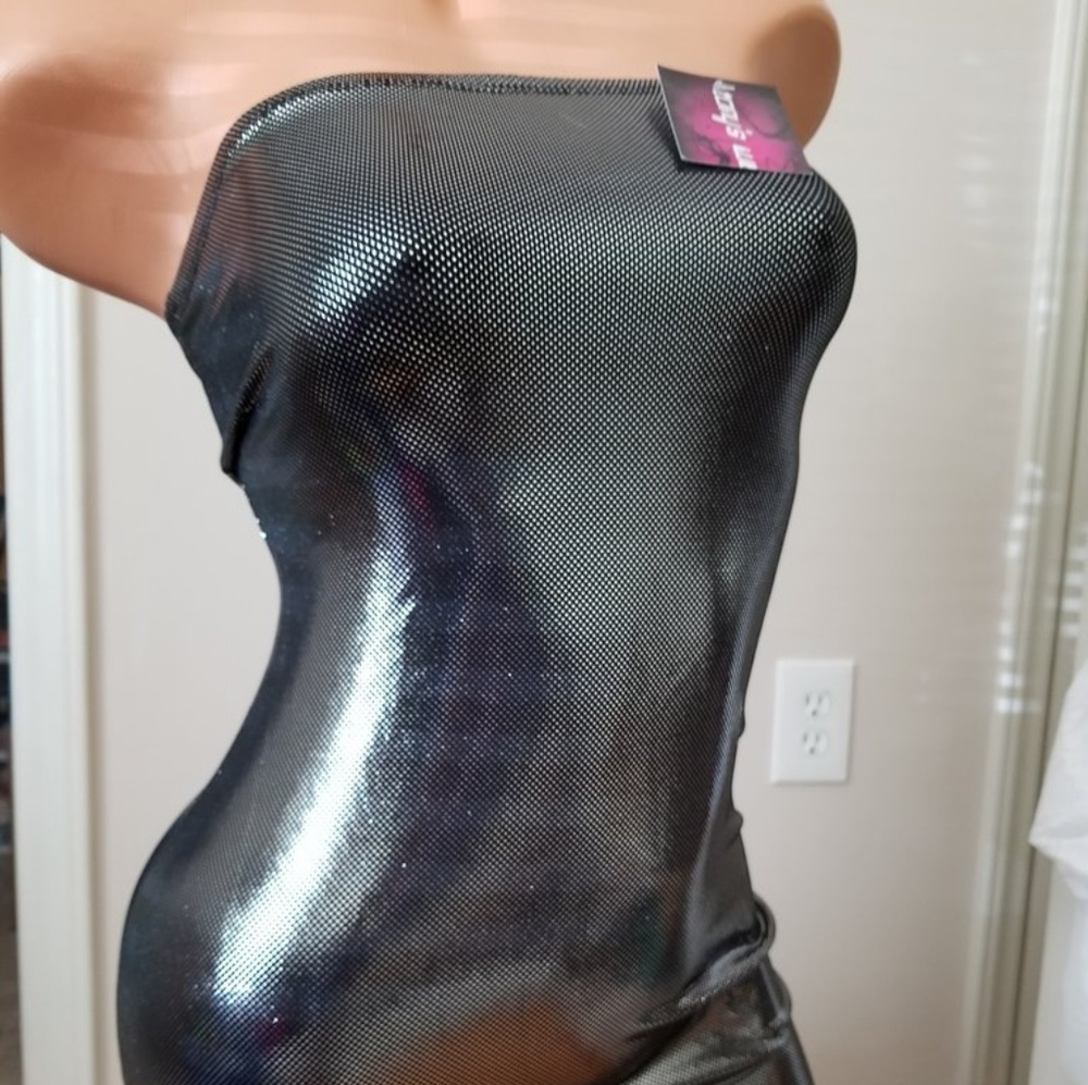 Metallic Chrome Stripper Exotic Dancer Club Dress
